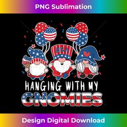 4th of July Gnomes Hanging With My Gnomies American Flag - Sleek Sublimation PNG Download - Ideal for Imaginative Endeavors