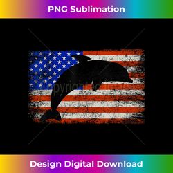 Dolphin Vintage American USA Flag n Girls - Crafted Sublimation Digital Download - Access the Spectrum of Sublimation Artistry