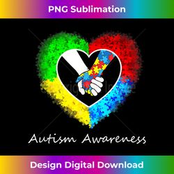 Autism Awareness Hands In Heart Puzzle Pieces - Sleek Sublimation PNG Download - Tailor-Made for Sublimation Craftsmanship