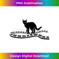 Cool Black Cat On Musical Piano Keys - Futuristic PNG Sublimation File - Enhance Your Art with a Dash of Spice