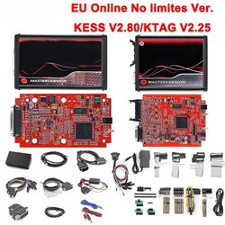 KESS 2.80 EU Red Car ECU Tuning Kit: V5.017 KTAG, V7.020, 4 LED, 2.25 OBD2, 5.017 K-Tag Programmer