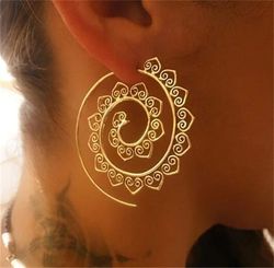 Trendy Gold Silver Color Round Spiral Earrings for Women Brinco Earings Oorbellen Hoop Earrings Alloy Pendientes Earring