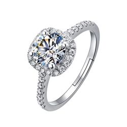 Classic Square Diamond Ring Female Fashion Open Diamond Ring Wedding Ring Couple Gift Jewelry Couple Wedding Rings