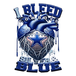 I Bleed Silver And Blue Cowboys Heart PNG