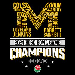Michigan 2024 Rose Bowl Champions Go Blue SVG