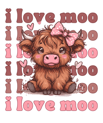 Valentine Highland Cow Western I Love You PNG