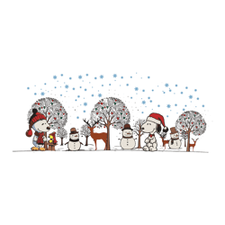 Snoopy Christmas And Snowman SVG
