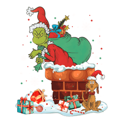 Grinch And Max Dog Christmas Vibe PNG