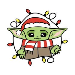 Baby Yoda With Christmas Lights PNG