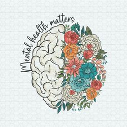 Mental Health Matters Floral Brain PNG