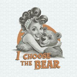 Retro Curly Girl I Choose The Bear PNG