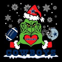 Happy Christmas Day With Dallas Cowboys SVG, Crazy Grinch Love Dallas Cowboys Football Helmet SVG,