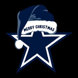 Merry Christmas Dallas Cowboys With Santa Hat SVG, Funny Christmas SVG For Cowboys Fans