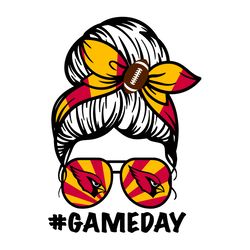 Arizona Cardinals Messy Bun Mom Game Day SVG