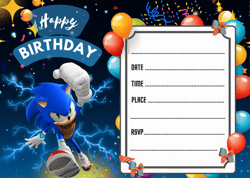 Sonic Birthday Invitation,digital invitation,party invite,Empty template,Fill in birthday invite no 2
