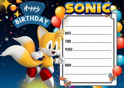 Sonic Birthday Invitation,digital invitation,party invite,Empty template,Fill in birthday invite no 3
