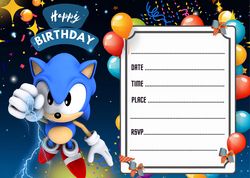 Sonic Birthday Invitation,digital invitation,party invite,Empty template,Fill in birthday invite no 7