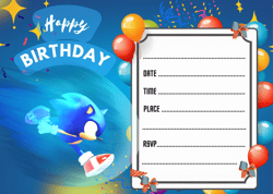 Sonic Birthday Invitation,digital invitation,party invite,Sonic the hedgehog invite,kids invitation sonic,no 4