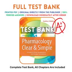 Latest 2023 Pharmacology Clear and Simple A Guide to Drug 3rd Edition by Cynthia J Watkins | All Chapters Included