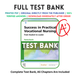 Latest 2023 Success in Practical Vocational Nursing 9th Edition Knecht Test bank | All chapters Included