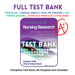 Test Bank For Essentials of Nursing Research Appraising Evidence for Nursing Practice 10th Edition Denise Polit