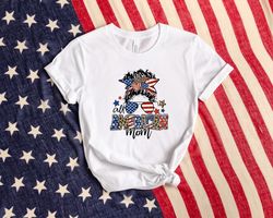 All American Mom Shirt, Messy Bun Hair Mom Shirt, American Mom Shirt, 4th Of July Shirt, Leopard Mom Shirt, American Fam