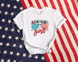American Girl Shirt, American Shirt, American Flag Shirt, American Glasses Shirt, 4th Of July Shirt, American Woman Shir