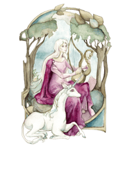 Lady Amalthea Playing The Harp
