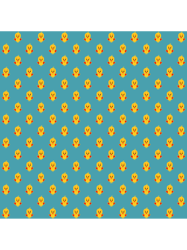 yellow red chick with blue background pattern