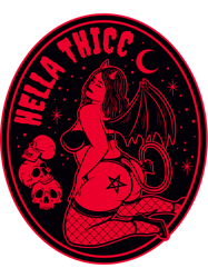 Hella Thicc Curvy Pinup Girl Halloween Devil Black and Red