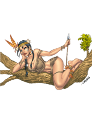 YUMMY BURGERNative American Indian Pinup Girl by Al Rio Fitted