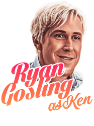 barbie movie 2023 ryan gosling as ken graphic illustration design by ironpalette