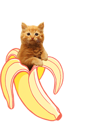 Yellow Banana Cat Cute Kawaii Red