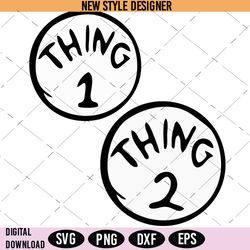 Thing 1 and Thing 2 Layered SVG, Dr. Seuss Inspired SVG, Thing 1 Thing 2 SVG,  Instant Download