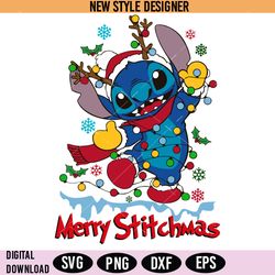 Stitchmas SVG Designs, Cheerful Holiday Stitch SVG, Whimsical Stitch Christmas SVG,  Instant Download