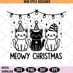 Holiday Cat SVG, Cat Mom SVG, Cat Lover Gift SVG, Meowy Christmas SVG, Instant Download