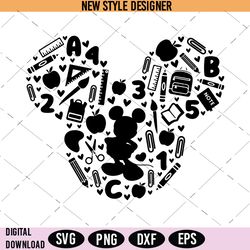 Mouse Head Doodle SVG, Teacher Life SVG, Back To School SVG, Instant Download