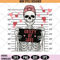 Skeleton Valentine SVG, Heartfelt Guilty Love SVG, Xoxo SVG, Instant Download