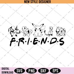 Pokemon Friends SVG, Cartoon Creature Friendship SVG, Instant Download