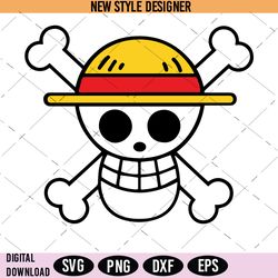 pirate crew emblem clipart, manga-inspired straw hat design, instant download