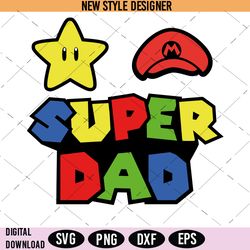 Super Dad Gaming SVG, Cartoon Hero Dad SVG, Super Mario SVG, Instant Download