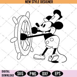 Vintage Mickey Mouse Svg, Steamboat Willie Svg, Cartoon Steamboat Character Svg, Instant Download