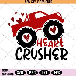 Heart Crusher Svg, Boys Valentine Svg, Monster Truck Svg, Instant Download