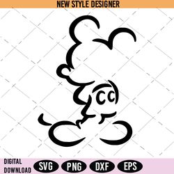 Mickey Mouse line art Svg, Mickey Mouse outline Svg, Cartoon character sketch Svg, Instant Download