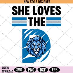 She loves the Detroit Football Svg Png, Lions Svg, Detroit football fan Svg, Instant Download