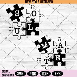 Soul Mate Svg Png, Matching couples Svg, Valentine's day Svg, Love Puzzle Svg, Instant Download
