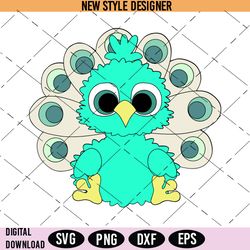Peacock Baby Svg, Cute Animal Svg, Baby Peacock ISvg, Feathered Bird Svg, Animal Nursery Decor Svg, Instant Download