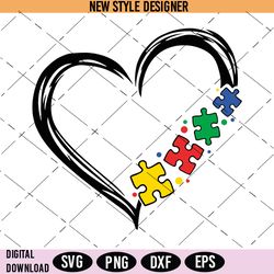 Autism Heart Svg Png, Autism Mom Svg, PNG, DXF, EPS, Silhouette Art