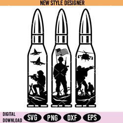 Bullet Soldier Scene SVG Png, US Navy svg, Silhouette Art, Cut File Svg