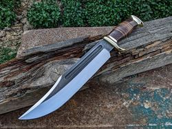Handmade high polished leather and horn handle with Bowie knife outdoor hunting knife birthday Christmas gift